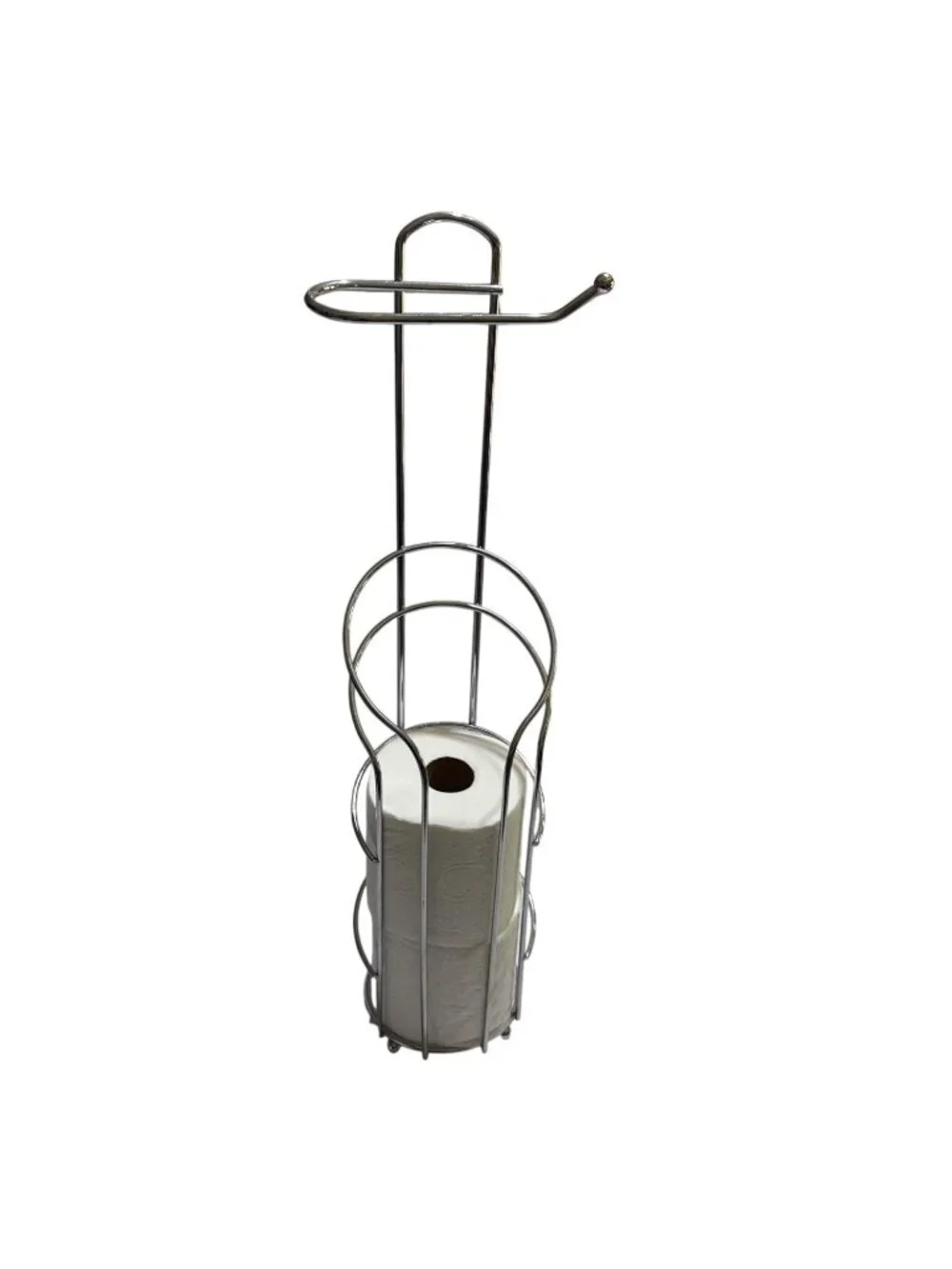 Freestanding Toilet Paper Holder Dispenser Chrome Finish Holds Extra Rolls Metal